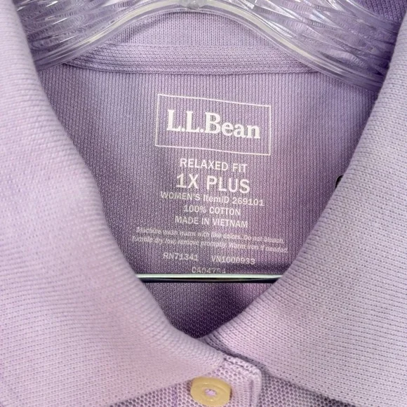 LL Bean NWT Women's Premium Double L Polo Cotton Pastel Pink Size Plus 1X - Picture 3 of 6